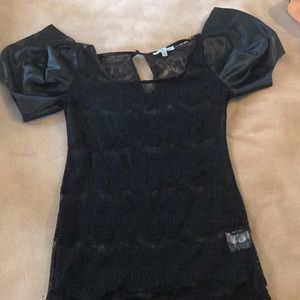 Lacey top with satin sleeves